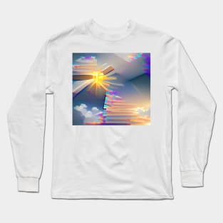 Glitched Sun Rays Long Sleeve T-Shirt